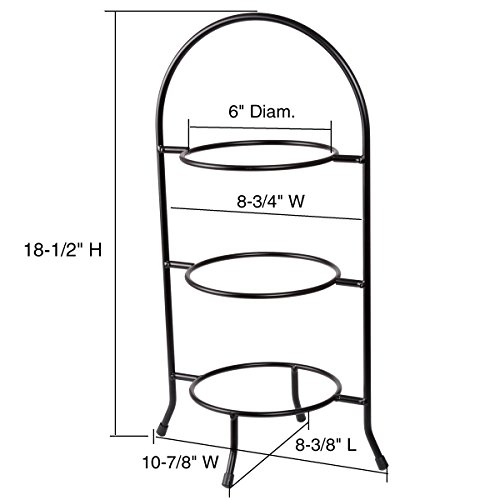 Creative Home Iron Works 3-Tier Metal Dessert Plate Rack Party Food Server, 18-1/2" H, Black