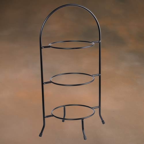 Creative Home Iron Works 3-Tier Metal Dessert Plate Rack Party Food Server, 18-1/2" H, Black