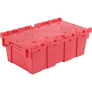 global industrial distribution container with hinged lid 19-5/8×11-7/8×7 red