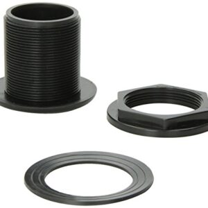 Lifegard Aquatics Standard Threaded Bulkhead Kit for Fish Aquariums – High-Impact Resistant PVC – Includes Bulkhead Fitting, Gasket, Lock Nut – Jet Black – 1-1/2 Inch