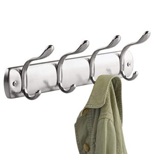 idesign bruschia steel wall mount 8-hook storage rack – 13″ x 2.9″ x 3.66″, brushed/polished