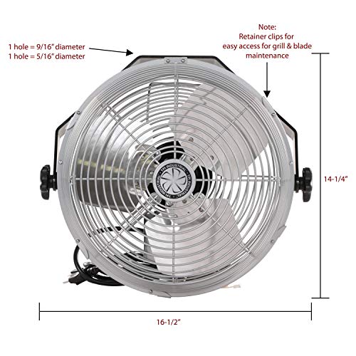 TPI Corporation U12-TE Industrial Workstation Fan, Mountable, Single Phase, 12" Diameter, 120 Volt