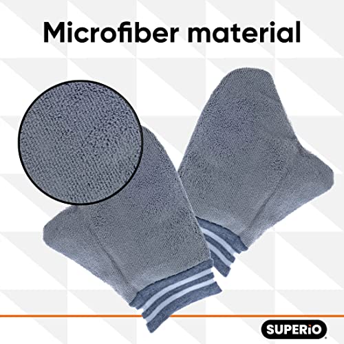 Superio Microfiber Dusting Gloves for Plants, Silver Polishing Gloves Reusable Scratch Free Miracle Mitt, Washable Cleaning Car Wash Mitt