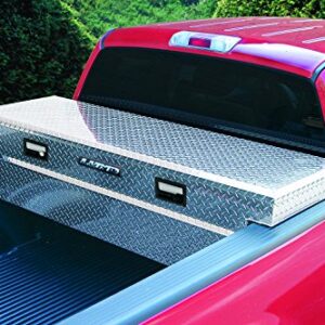 Lund 9300T 63-Inch Aluminum Mid-Size Cross Bed Truck Tool Box with Full Lid, Diamond Plated, Silver