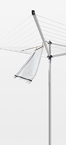 Brabantia Topspinner Outdoor 4 Arm Spinning Clothesline Rotating, Folding Clothes Drying Rack + Ground Spike, 164 Feet, Metallic Gray