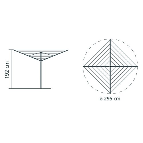 Brabantia Topspinner Outdoor 4 Arm Spinning Clothesline Rotating, Folding Clothes Drying Rack + Ground Spike, 164 Feet, Metallic Gray