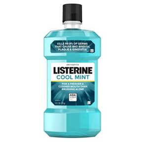 listerine cool mint antiseptic mouthwash, bad breath, plaque & gingivitis, mint, 1 l