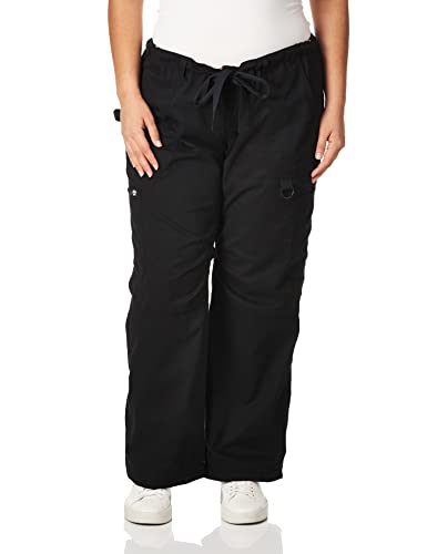 KOI Women's Lindsey Ultra Comfortable Cargo Style Scrub Pants Sizes, Black, Medium/Tall