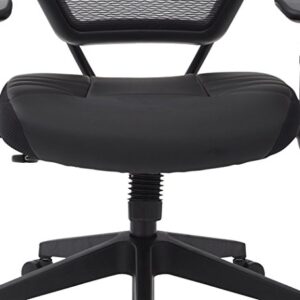 SPACE Seating Professional AirGrid Dark Back and Padded Black Eco Leather Seat, 2-to-1 Synchro Tilt Control, Adjustable Arms and Tilt Tension with Nylon Base Managers Chair