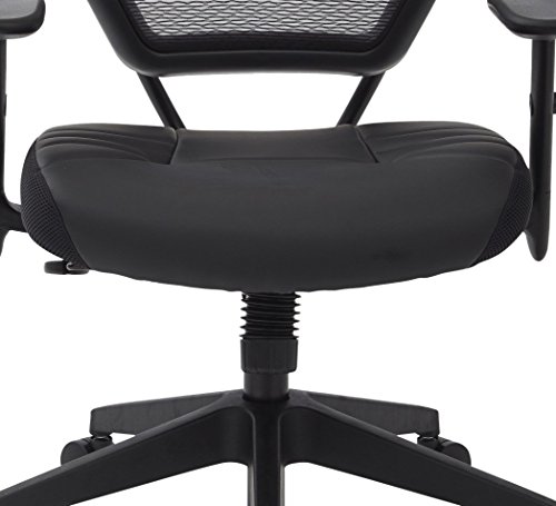 SPACE Seating Professional AirGrid Dark Back and Padded Black Eco Leather Seat, 2-to-1 Synchro Tilt Control, Adjustable Arms and Tilt Tension with Nylon Base Managers Chair