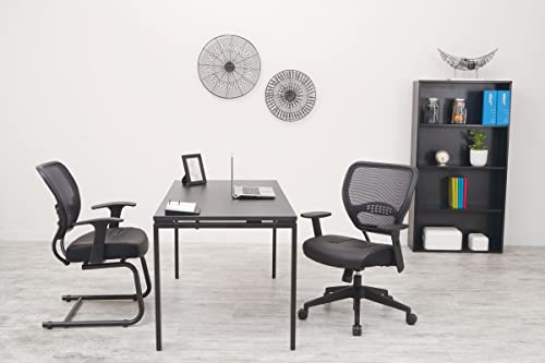 SPACE Seating Professional AirGrid Dark Back and Padded Black Eco Leather Seat, 2-to-1 Synchro Tilt Control, Adjustable Arms and Tilt Tension with Nylon Base Managers Chair