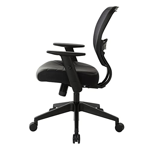 SPACE Seating Professional AirGrid Dark Back and Padded Black Eco Leather Seat, 2-to-1 Synchro Tilt Control, Adjustable Arms and Tilt Tension with Nylon Base Managers Chair