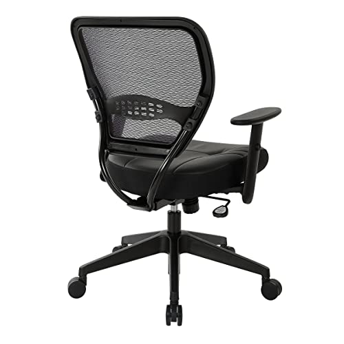 SPACE Seating Professional AirGrid Dark Back and Padded Black Eco Leather Seat, 2-to-1 Synchro Tilt Control, Adjustable Arms and Tilt Tension with Nylon Base Managers Chair