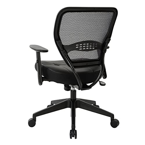 SPACE Seating Professional AirGrid Dark Back and Padded Black Eco Leather Seat, 2-to-1 Synchro Tilt Control, Adjustable Arms and Tilt Tension with Nylon Base Managers Chair