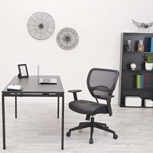 SPACE Seating Professional AirGrid Dark Back and Padded Black Eco Leather Seat, 2-to-1 Synchro Tilt Control, Adjustable Arms and Tilt Tension with Nylon Base Managers Chair