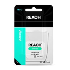 Reach Waxed Dental Floss, Unflavored, 55 Yard (Pack of 12)