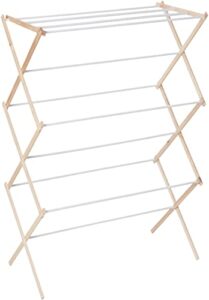 household essentials 5001 collapsible folding wooden clothes drying rack for laundry | pre assembled