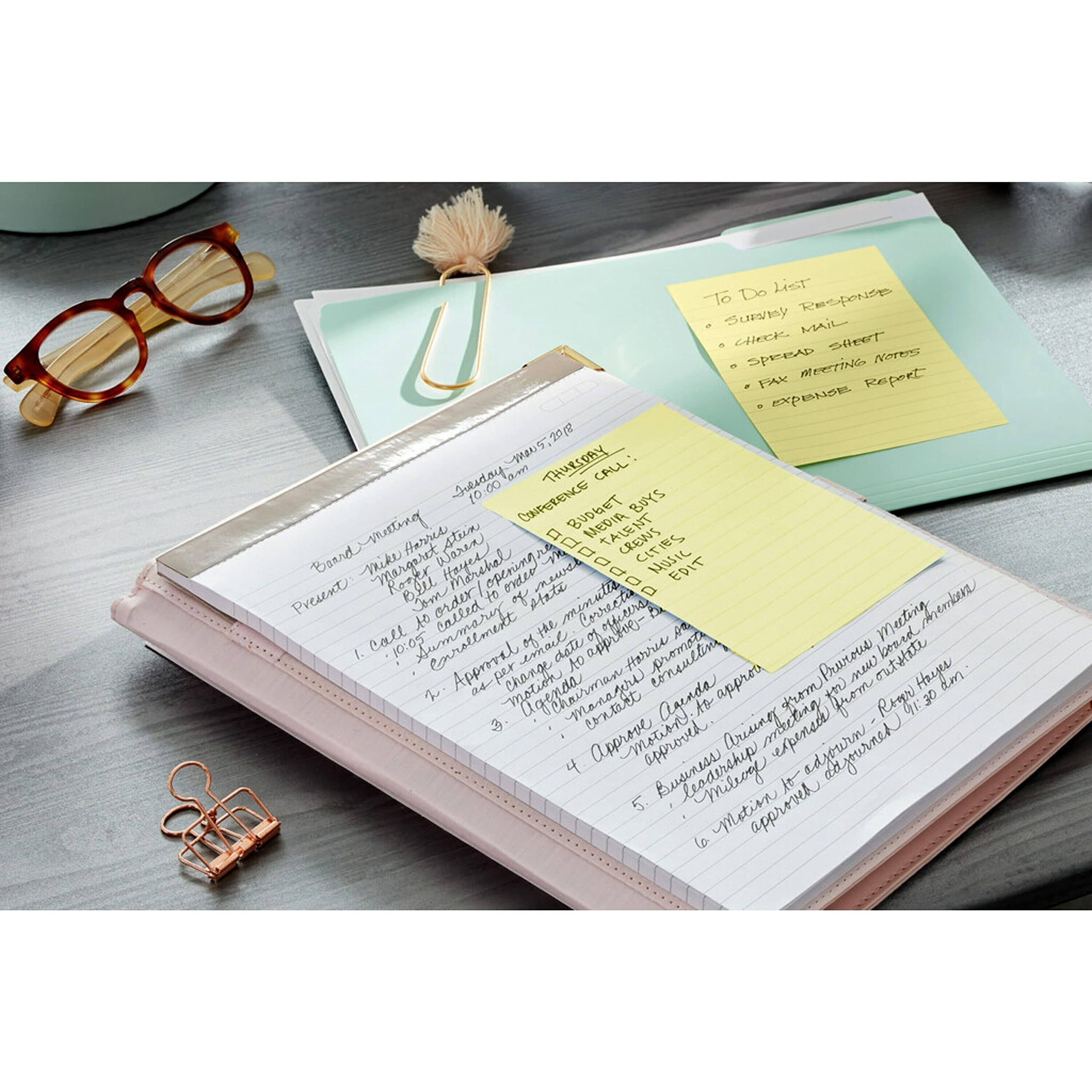 Post-it Super Sticky Notes, 4x6 in, 5 Pads, 2x the Sticking Power, Canary Yellow, Recyclable (660-5SSCY)