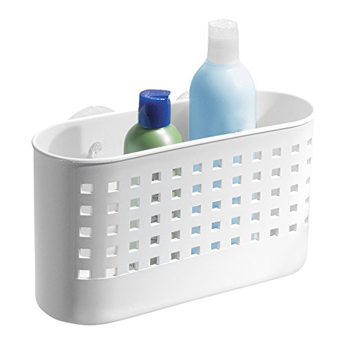 iDesign Suction Bathroom Shower Caddy Basket for Shampoo, Conditioner, Soap - White