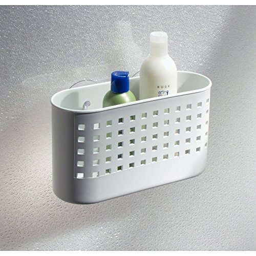 iDesign Suction Bathroom Shower Caddy Basket for Shampoo, Conditioner, Soap - White