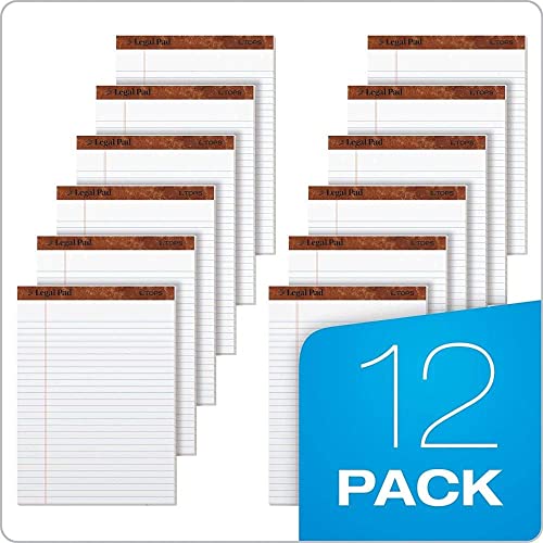 TOPS The Legal Pad Writing Pads, 8-1/2 x 11-3/4, Legal Rule, 50 Sheets, 12 Pack (7533)