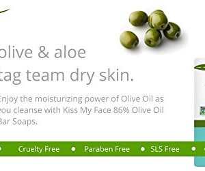 Kiss My Face Pure Olive Oil Soap with Aloe Vera, Moisturizing Bar Soap, 8 oz Bars, Olive & Aloe, 64 Ounce (Pack of 8)