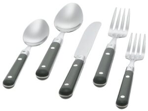 ginkgo international le prix 5-piece stainless steel flatware place setting, moss green, service for 1