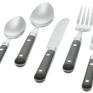 Ginkgo International Le Prix 5-Piece Stainless Steel Flatware Place Setting, Moss Green, Service for 1