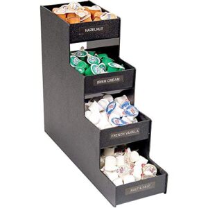 vertiflex narrow condiment organizer, 4 shelves, 8 compartments, 6 x 19 x 15-7/8 inches, black (vfc-1916rc)