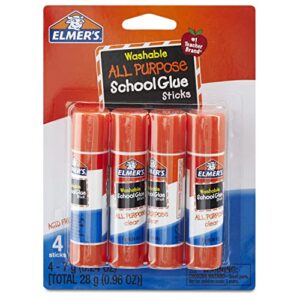 elmer’s all purpose school glue sticks, clear, washable, 4 pack, 0.24-ounce sticks