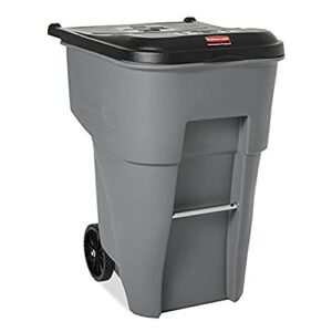 rubbermaid commercial products brute rollout trash/garbage can/bin with wheels, 95 gal, for restaurants/hospitals/offices/back of house/warehouses/home, gray (fg9w2200gray)