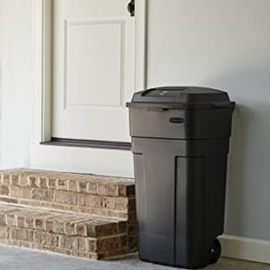 Rubbermaid Roughneck Heavy-Duty Wheeled Trash Can with Lid, 34-Gallon, Black, for Outdoor Use