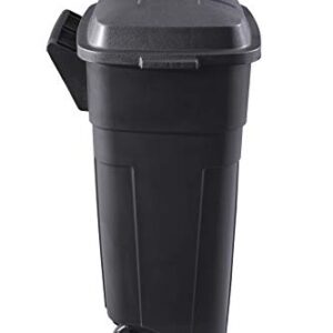 Rubbermaid Roughneck Heavy-Duty Wheeled Trash Can with Lid, 34-Gallon, Black, for Outdoor Use