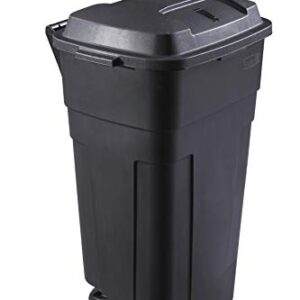 Rubbermaid Roughneck Heavy-Duty Wheeled Trash Can with Lid, 34-Gallon, Black, for Outdoor Use