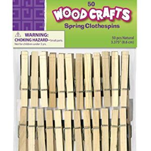 Creativity Street Spring Clothespins, Natural, Extra-Large, 3-3/8", 50 Pieces