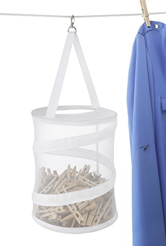 Whitmor Pop and Fold Clothespin Bag White