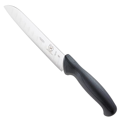 Mercer Culinary M22707 Millennia Black Handle, 7-Inch Granton Edge, Santoku Knife