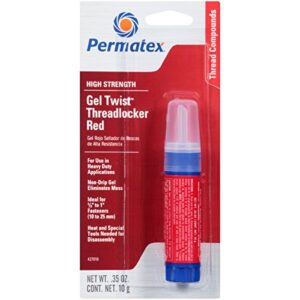 permatex 27010-6pk high strength threadlocker red gel twist, 10 g (pack of 6)