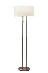 adesso 4016-22 duet 62″ floor lamp, satin steel, smart outlet compatible