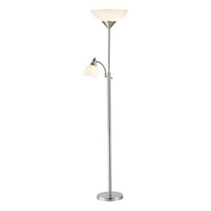 adesso 7202-22 piedmont 300w combo torchiere, 71 in, 2 x 150 w incandescent/equiv. led & 60w incandescent reading light, brushed steel, 1 floor lamp