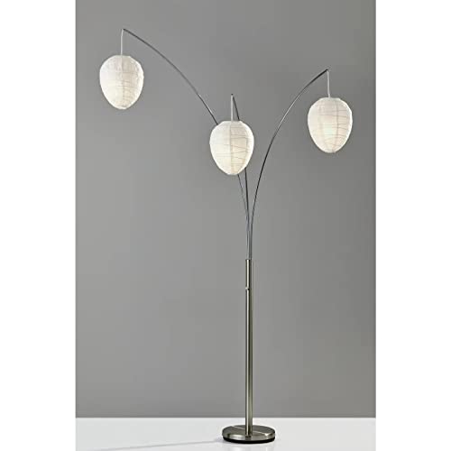 Adesso Home 4108-22 Transitional Three Light Floor Lamp from Belle Collection in Pwt, Nckl, B/S, Slvr. Finish, 46.00 inches, Brushed Steel