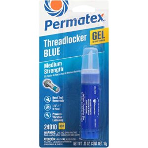 permatex 24010-6pk medium strength threadlocker blue gel, 10 g gel twist applicator (pack of 6)