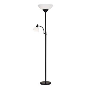 adesso 7202-01 piedmont 71″ torchiere with adjustable reading lamp, 2 lights, black, smart outlet compatible