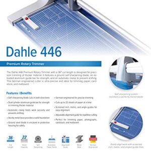 Dahle 446 Premium Rotary Trimmer, 36" Cut Length, 25 Sheet Capacity, Self-Sharpening, Automatic Clamp, German Engineered Paper Cutter