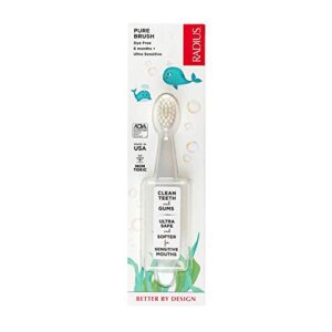 radius children’s toothbrush pure brush ultra soft bpa free ada accepted designed for delicate teeth for kids 6 months and up – clear – pack of 1