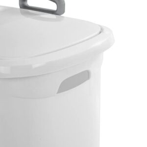 Sterilite 12228003 Ultra Wheeled Hamper, White Lid & Base w/ Plastic Handle & Wheels, 3-Pack