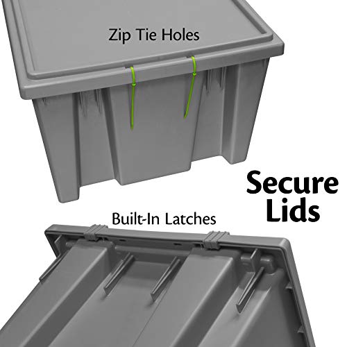 Akro-Mils 35190 Nest and Stack Plastic Storage Container and Distribution Tote, (19-1/2-Inch L x 15-1/2-Inch W x 10-Inch H), Gray, (6-Pack)