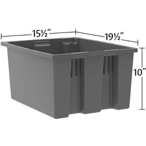 Akro-Mils 35190 Nest and Stack Plastic Storage Container and Distribution Tote, (19-1/2-Inch L x 15-1/2-Inch W x 10-Inch H), Gray, (6-Pack)