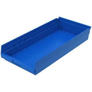 akro-mils 30174 plastic nesting shelf bin box, (24-inch x 11-inch x 4-inch), blue, (6-pack)