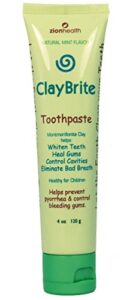 zion health claybrite natural toothpaste, natural mint, 4 ounce (packaging may vary)
